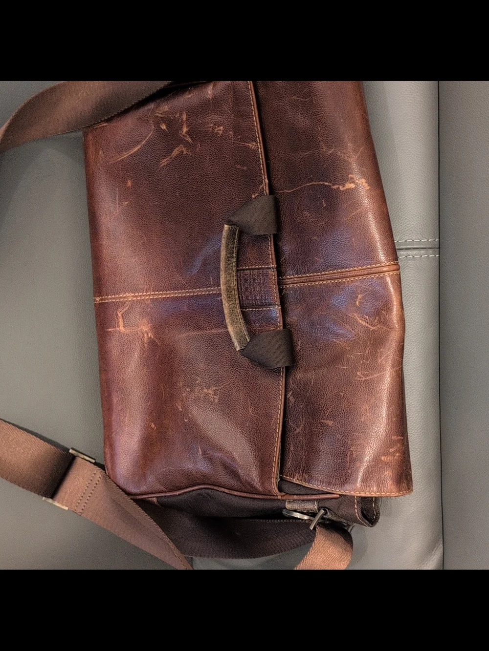 Men's Brown Leather Messenger Bag